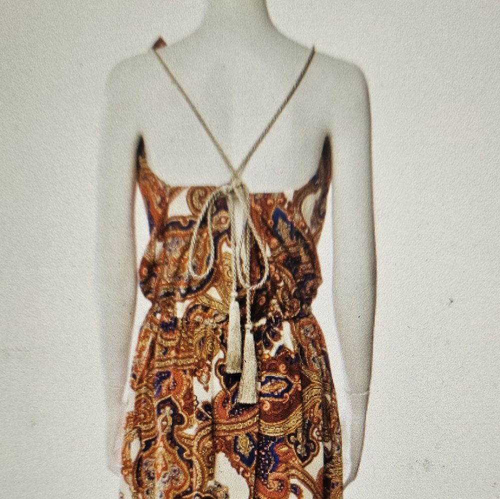 NWT Luisa Spagnoli ITALIAN SILK dress M Maxi Boho - Picture 9 of 9